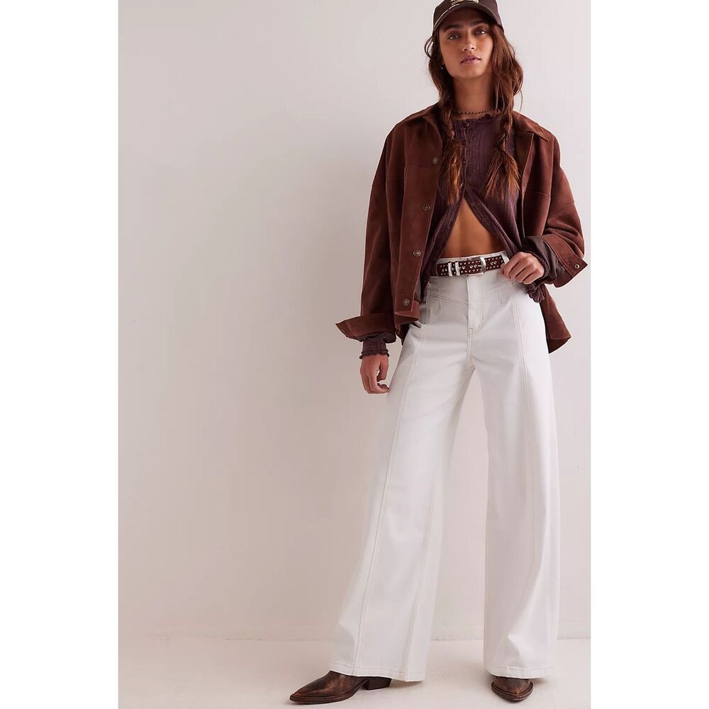 We The Free / Free People Libre Cord Wide-Leg Jeans- Ivory